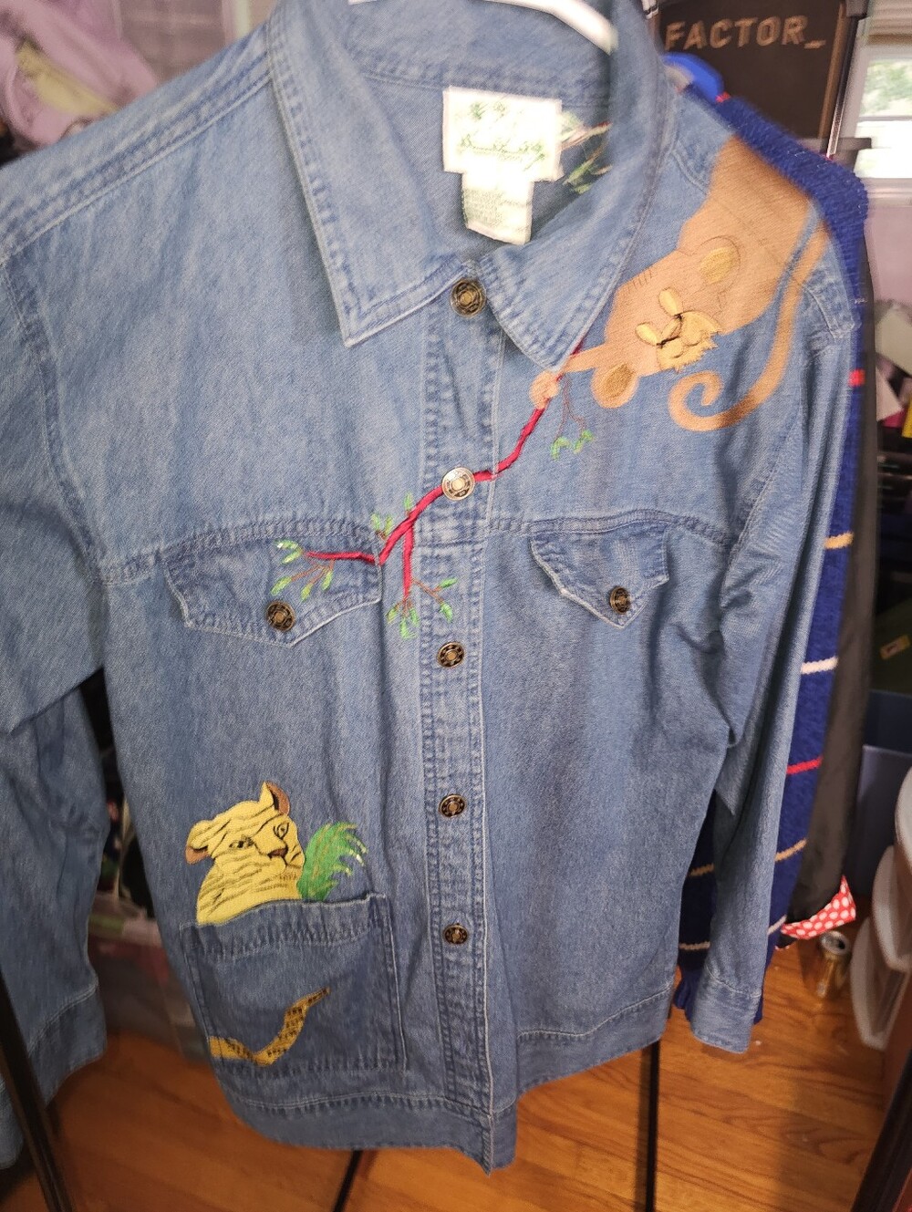 Quacker Factory Jungle Safari Denim Jacket Plus S